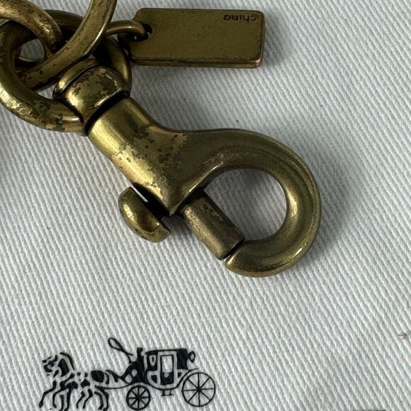 Coach Solid Signature C Bag Charm Keychain Key Fob 1635 Brass Gold - Picture 8 of 9